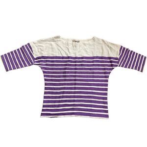 Lemlem purple white striped quarter sleeve merino blend shirt small